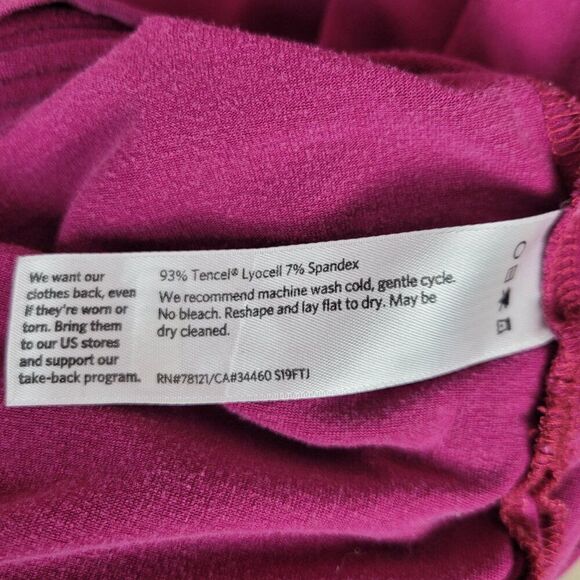 Eileen Fisher Tencel Stretch Jersey T-Shirt Dress Short Sleeve Dark Pink Size L - Picture 14 of 15